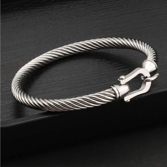 New Silver Bracelets for Women Cable Bangle - Picture 1 of 5